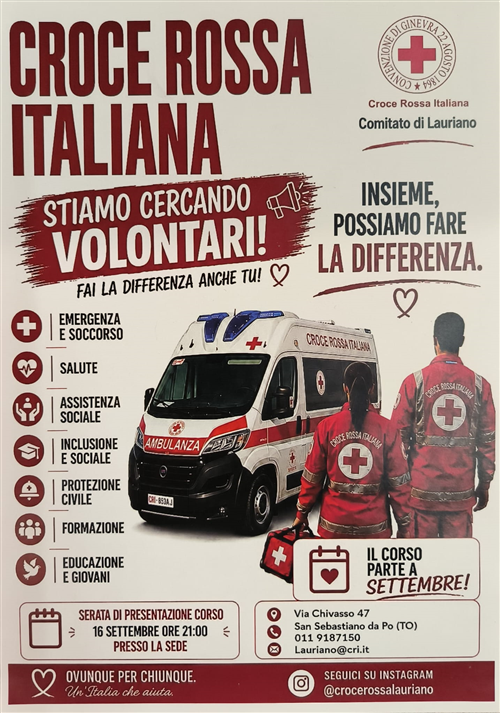 La Croce Rossa cerca Volontari!!!!